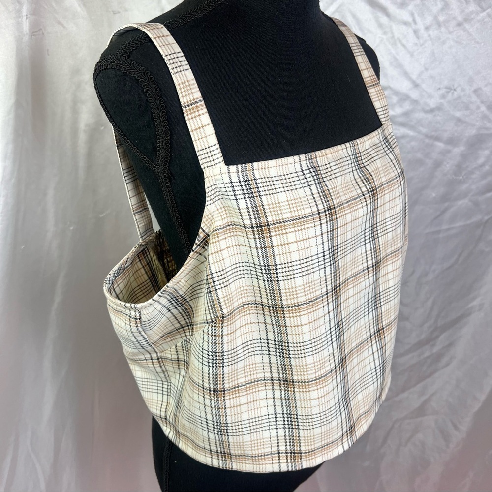 BP Cream Plaid Sleeveless Cropped Tank – Preppy Y2K 1X - Picture 2 of 7